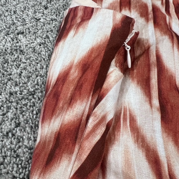 Banana Republic 100% Linen One Shoulder Zebra Brown Cream Mini Dress Size 2P - Picture 6 of 12